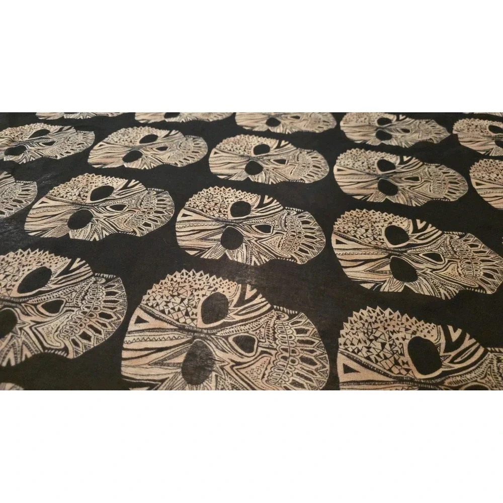 Women Scarf Skull Shawl Soft Long Elegant Classical Sheer Black Beaded Halloween